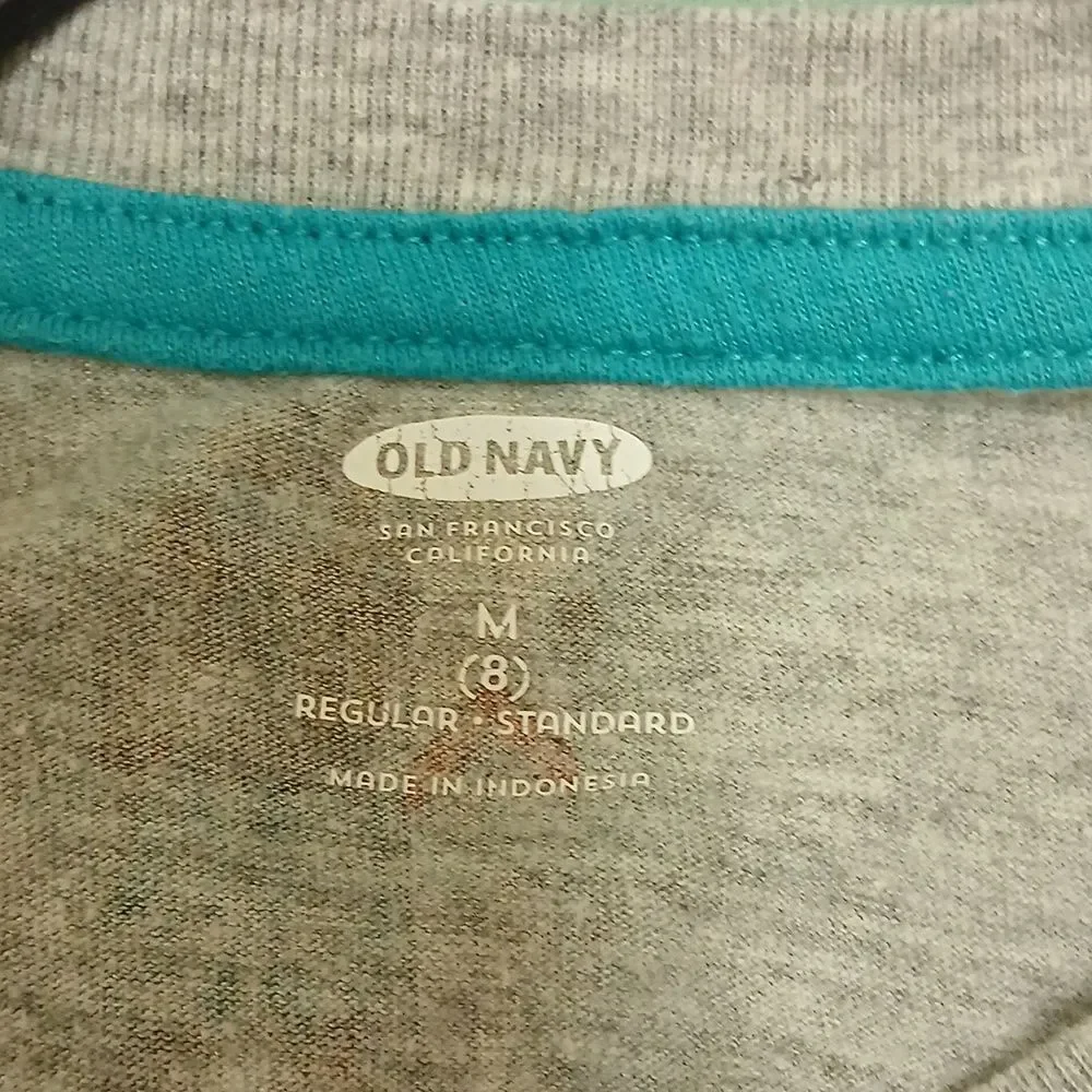🩷OLD NAVY Boys Size 8 Regular Bear Surfing Tshirt. Gray/Multi colored